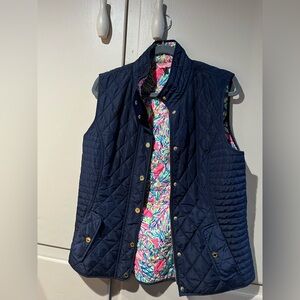 Lilly Pulitzer Navy Vest with Vibrant Lining